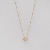 11122 3 Dainty Mini Cross, Elegant Cross Pendant with CZ, TINY Gold Cross Necklace, 7th Anniversary Gift,Iron Anniversary Gift